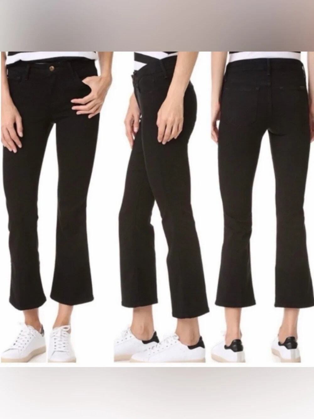 Joe's Olivia Mid Rise Cropped Flare Black Denim Jeans Tatiana Sz 25 NWT
